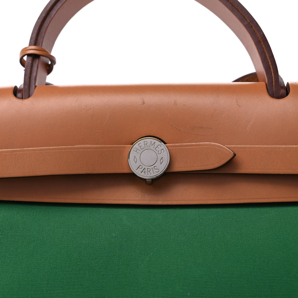 Hermes Vache Hunter Toile Herbag Zip 31 PM  Bambou Natural