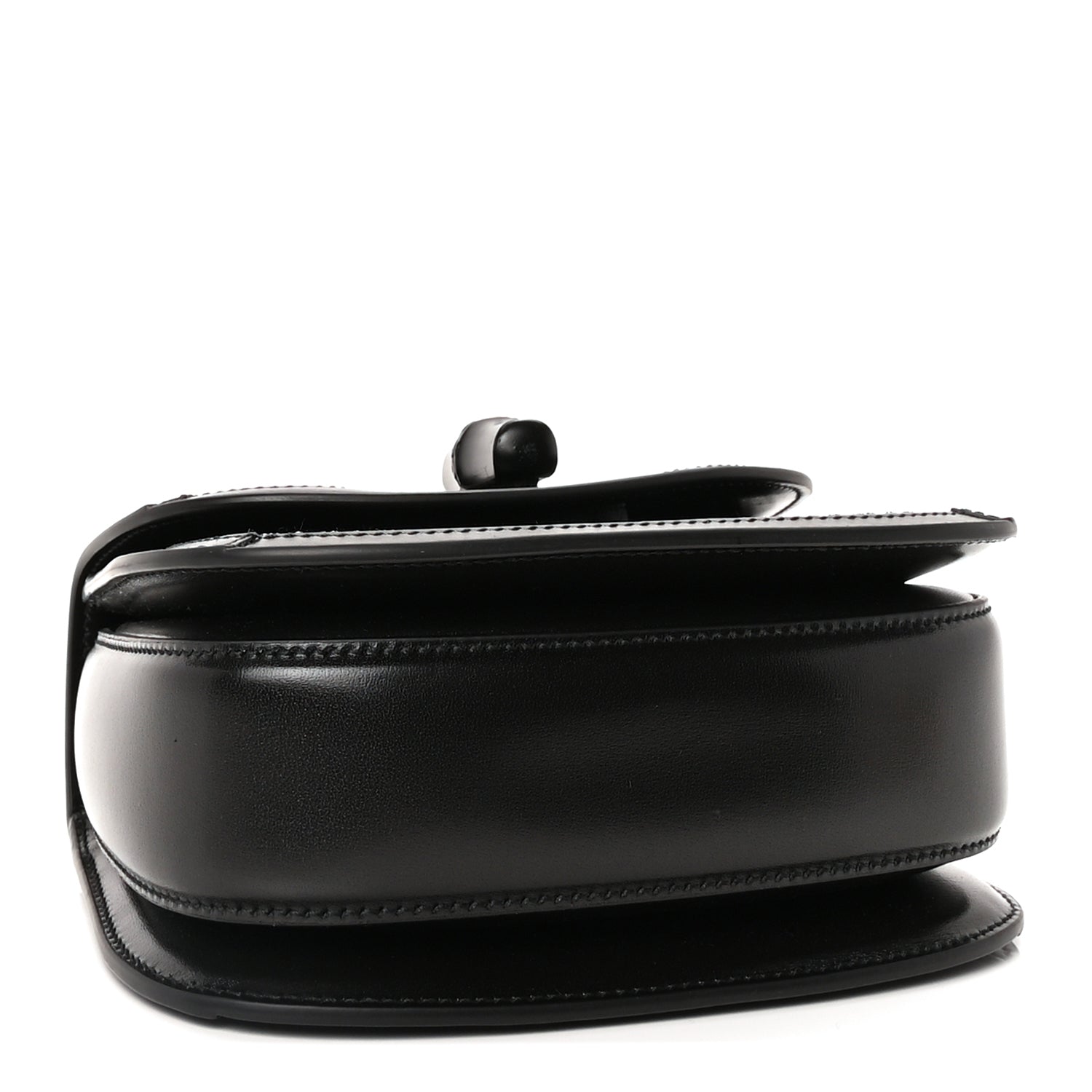 Gucci Moire Fabric Calfskin Rhinestone Monogram Monochrome Mini Bamboo 1947 Top Handle Chain Bag Black