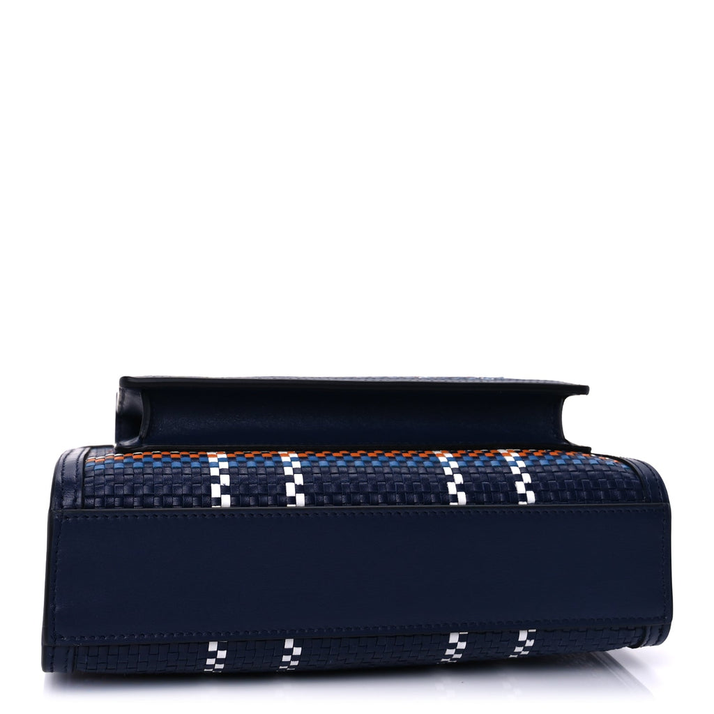 Burberry Calfskin Nylon Tartan Mini Pocket Bag  Blue White Orange