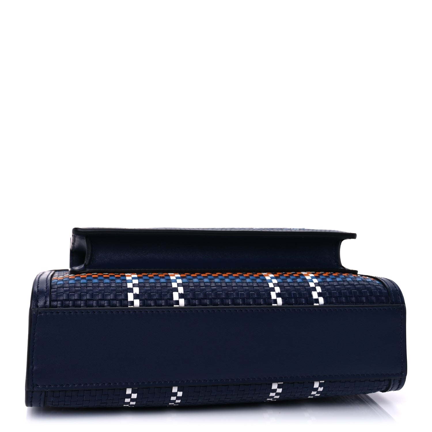 Burberry Calfskin Nylon Tartan Mini Pocket Bag  Blue White Orange