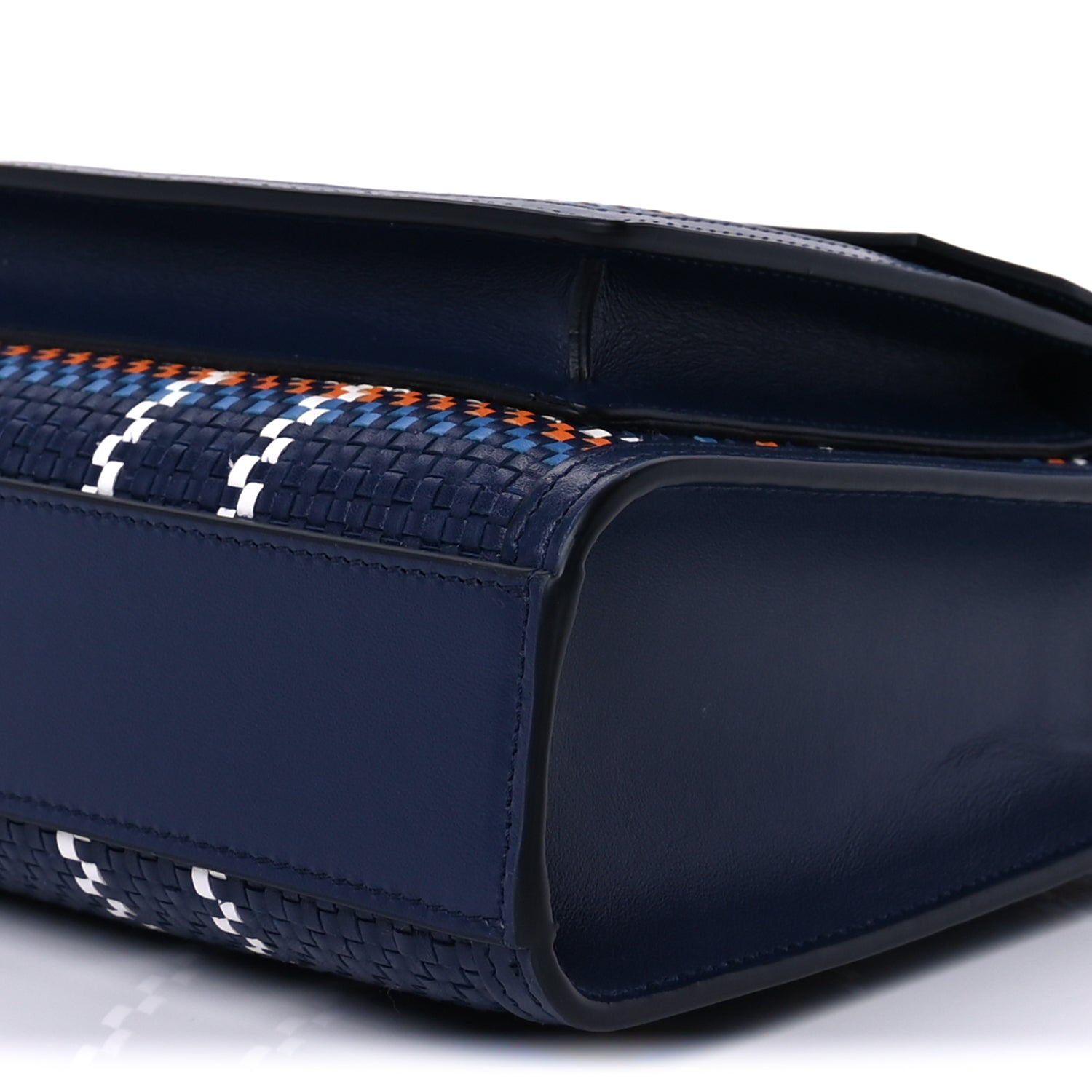 Burberry Calfskin Nylon Tartan Mini Pocket Bag  Blue White Orange