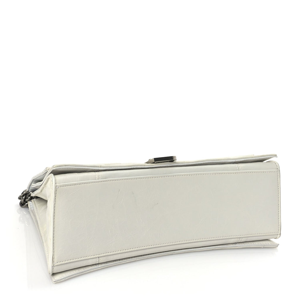 Balenciaga Crushed Calfskin Quilted Medium Crush Chain Bag Optic White