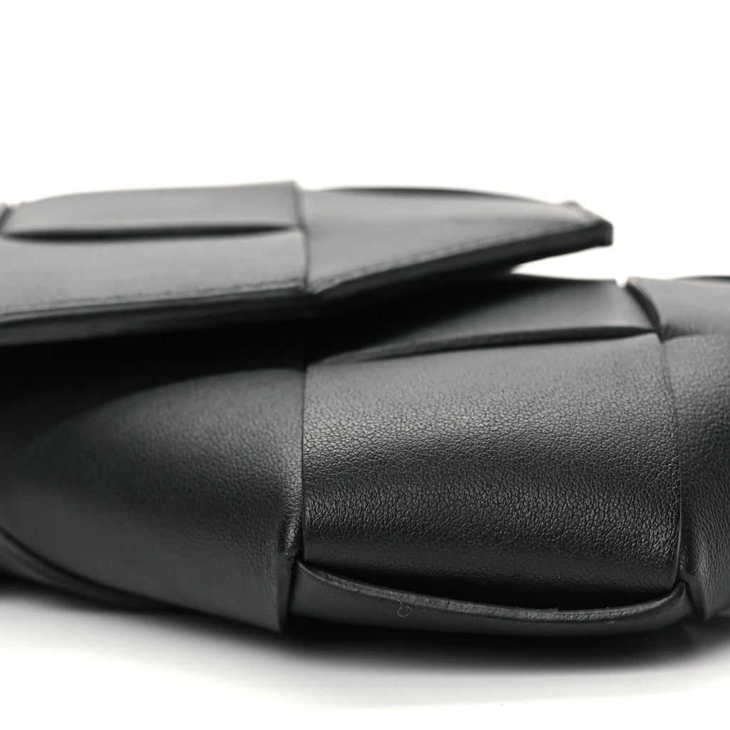 Bottega Veneta Calfskin Intreccio Diago Phone Pouch Black Pinecone Black Pinecone