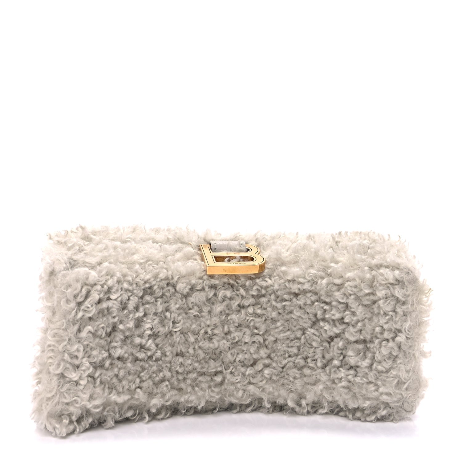 Balenciaga Faux Fur Fluffy Hourglass XS Top Handle Bag Natural