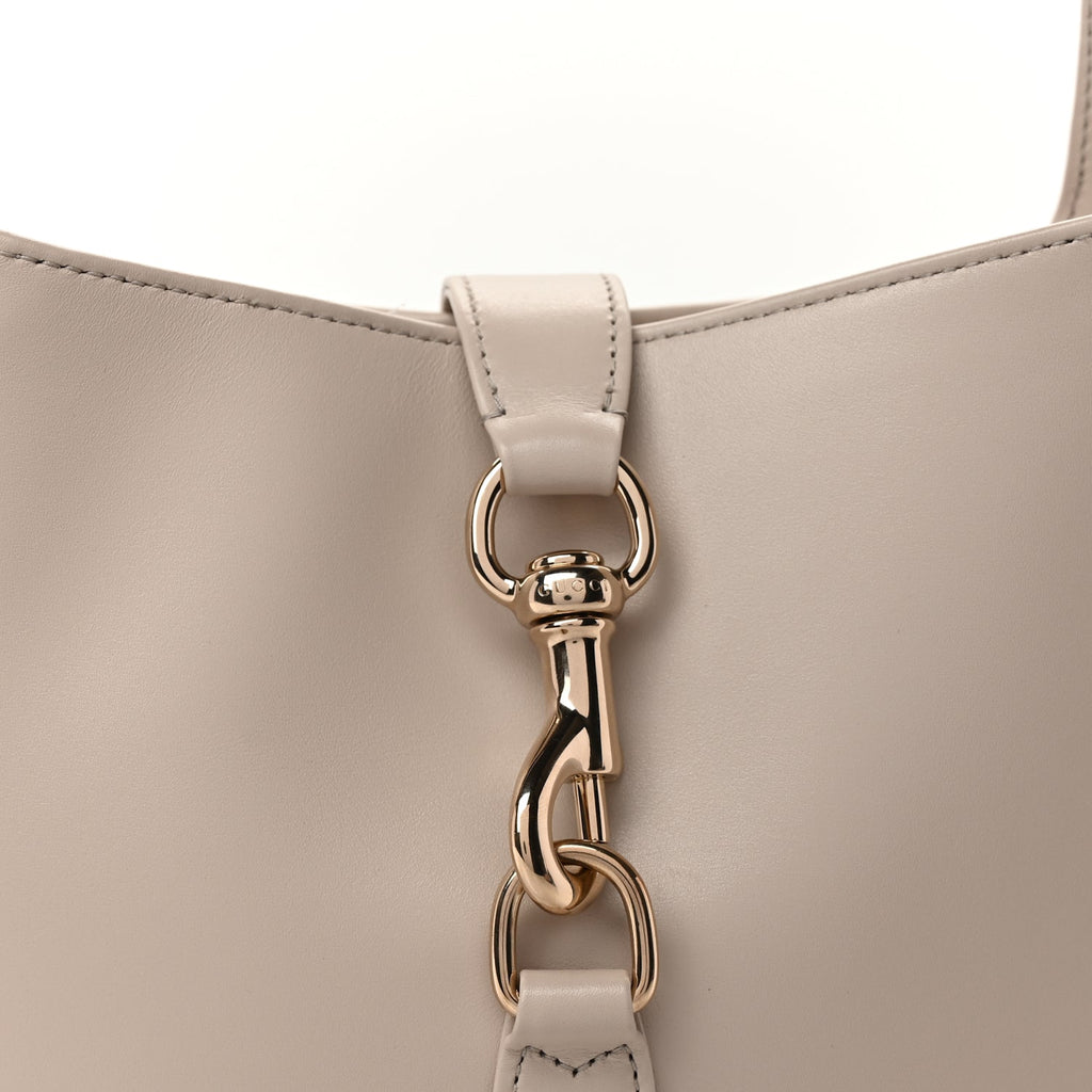 Gucci Ancora Calfskin Web Small Jackie Shoulder Bag Light Grey