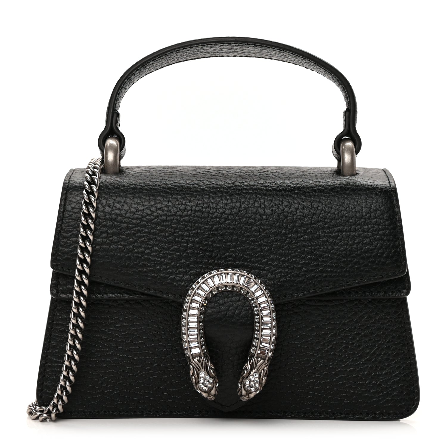 Gucci Dollar Calfskin Crystal Mini Dionysus Top Handle Bag Black Crystal