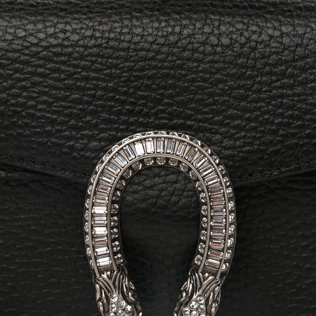 Gucci Dollar Calfskin Crystal Mini Dionysus Top Handle Bag Black Crystal
