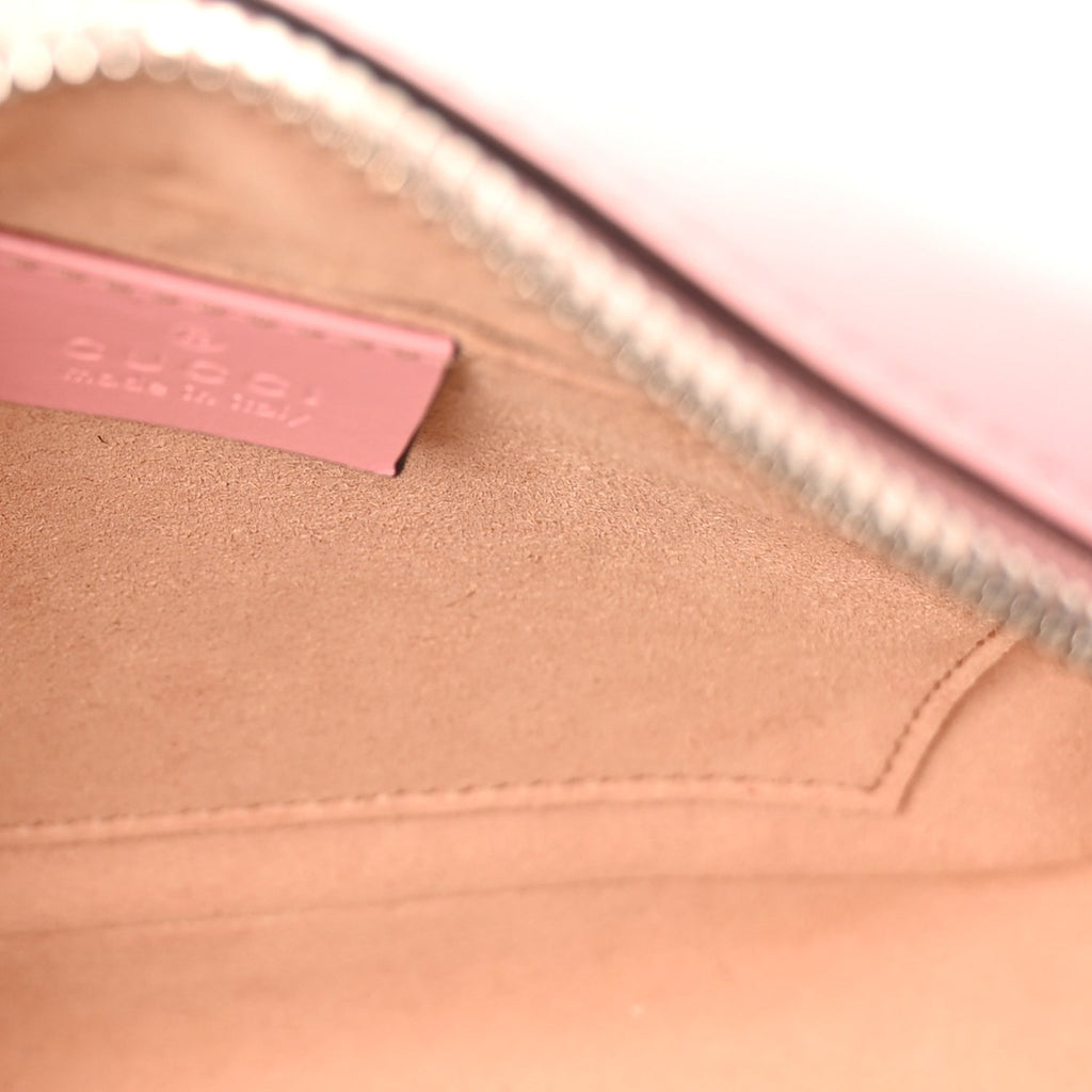 Gucci Calfskin Matelasse Small GG Marmont Chain Shoulder Bag Wild Rose