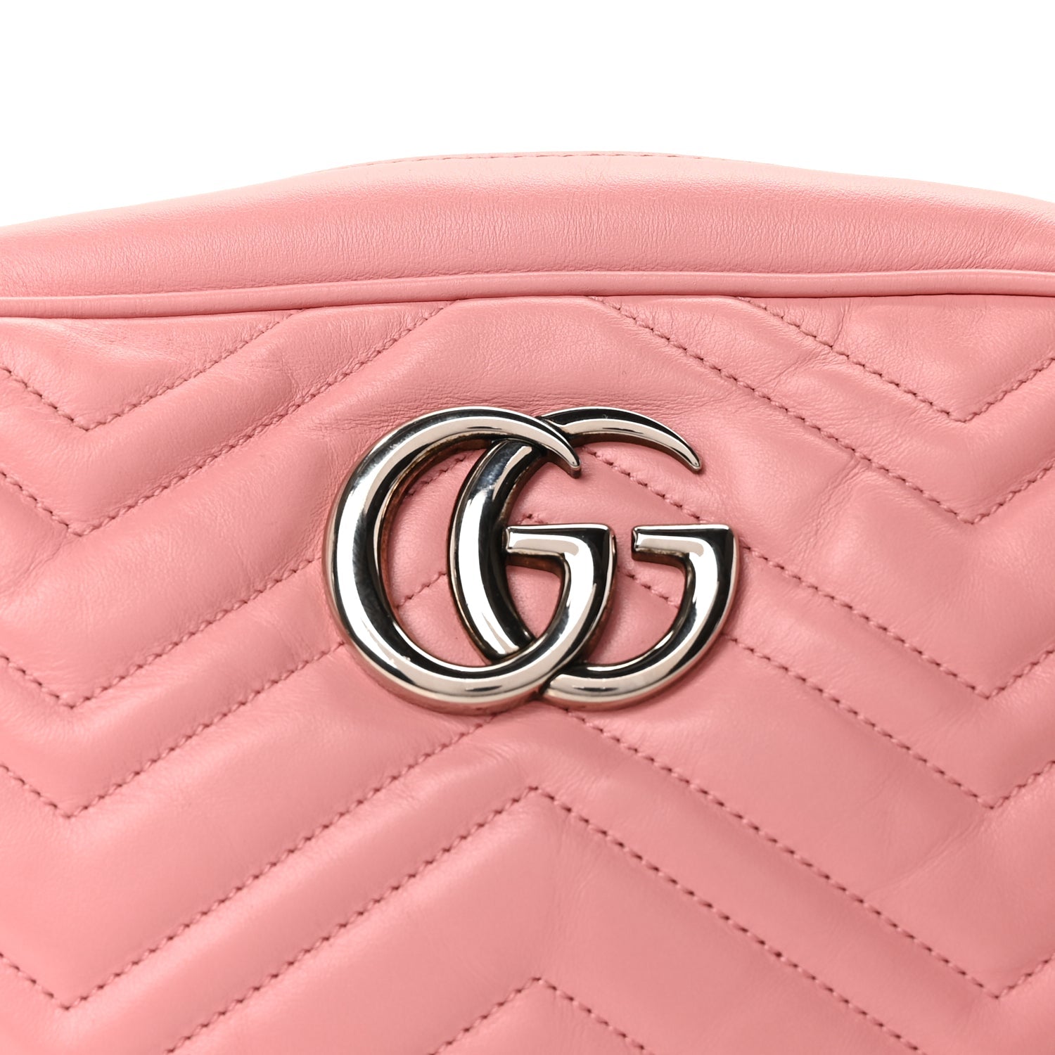 Gucci Calfskin Matelasse Small GG Marmont Chain Shoulder Bag Wild Rose