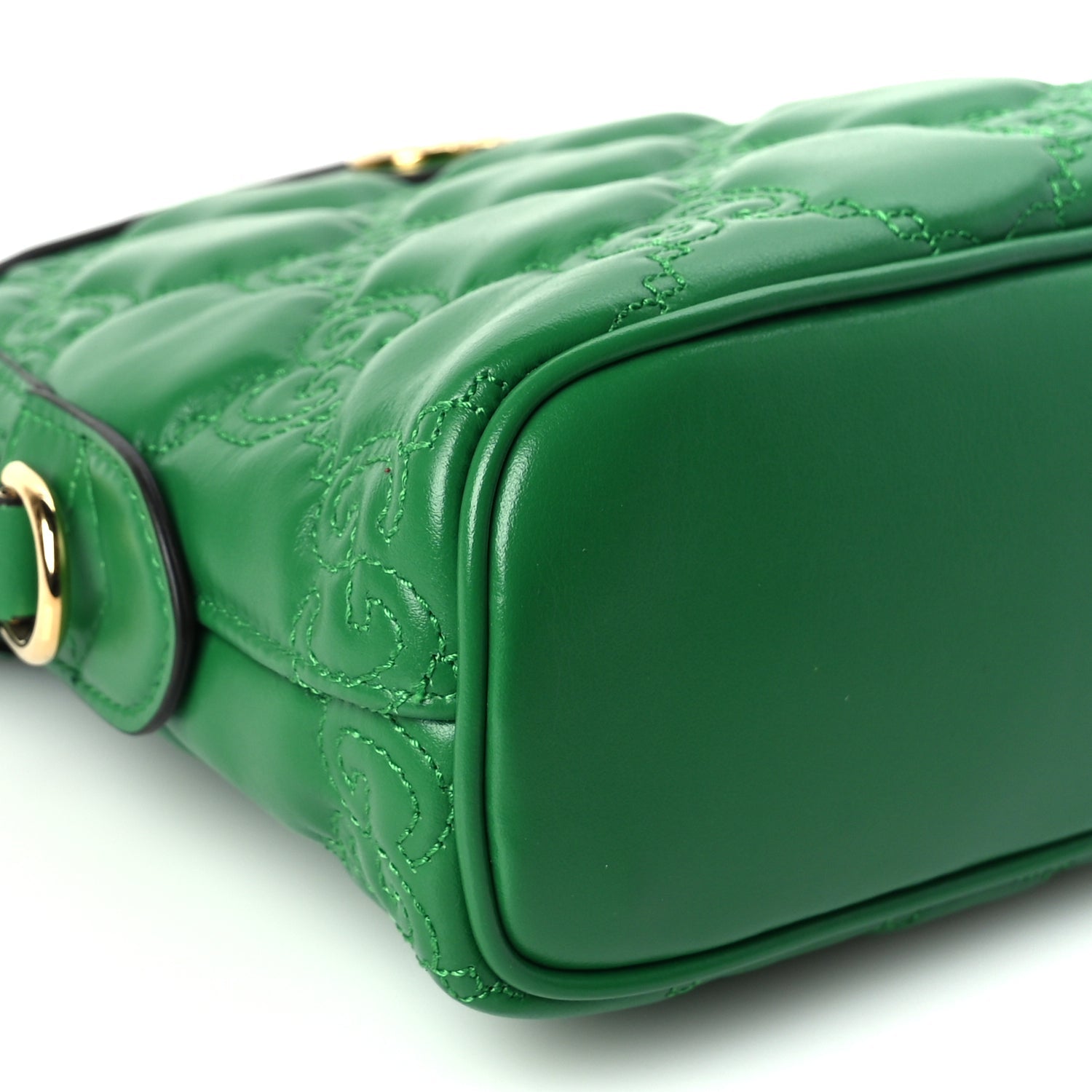 Gucci Calfskin GG Matelasse Small Dome Shoulder Bag Green Natural