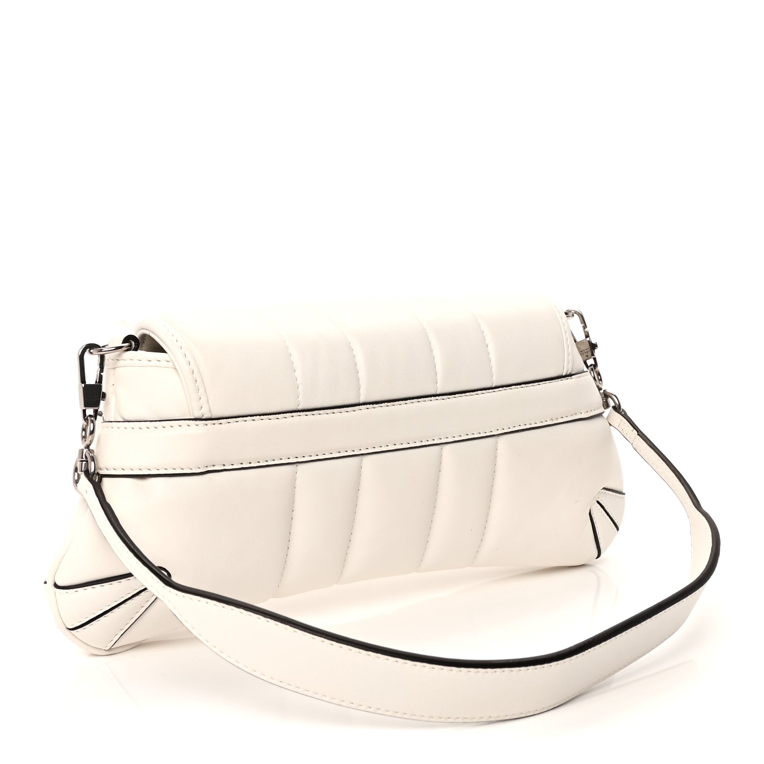 Gucci Nappa Vertical Matelasse Small Maxi Horsebit Chain Shoulder Bag Great White