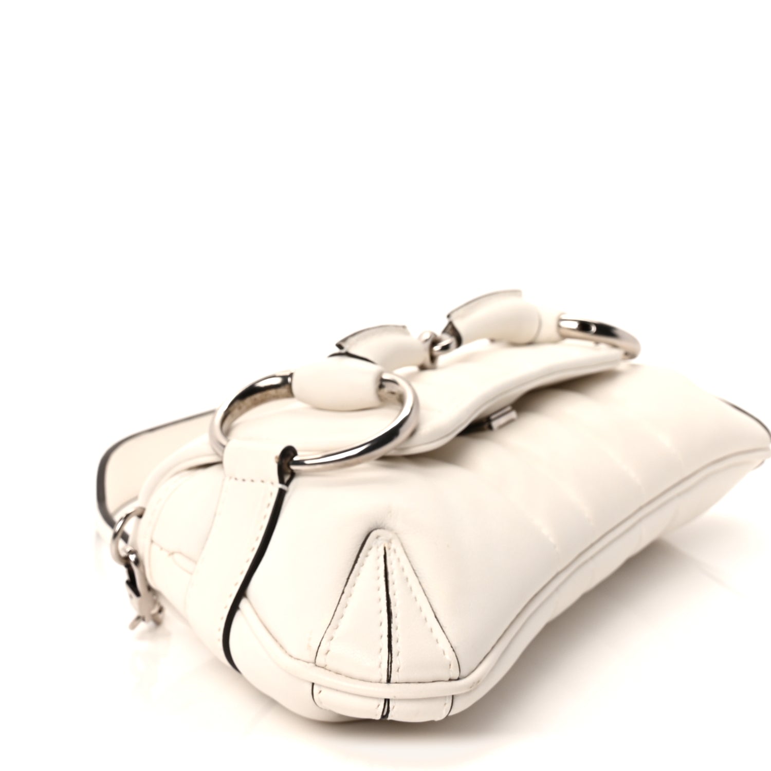 Gucci Nappa Vertical Matelasse Small Maxi Horsebit Chain Shoulder Bag Great White