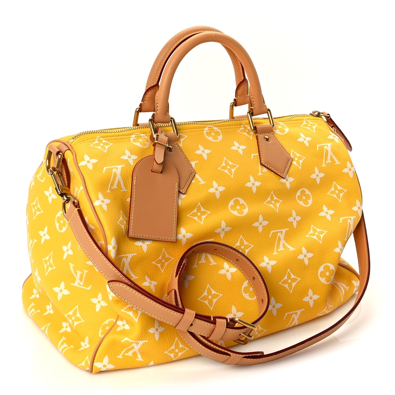 Louis Vuitton Calfskin Monogram Speedy P9 Bandouliere 40 Jaune Mat