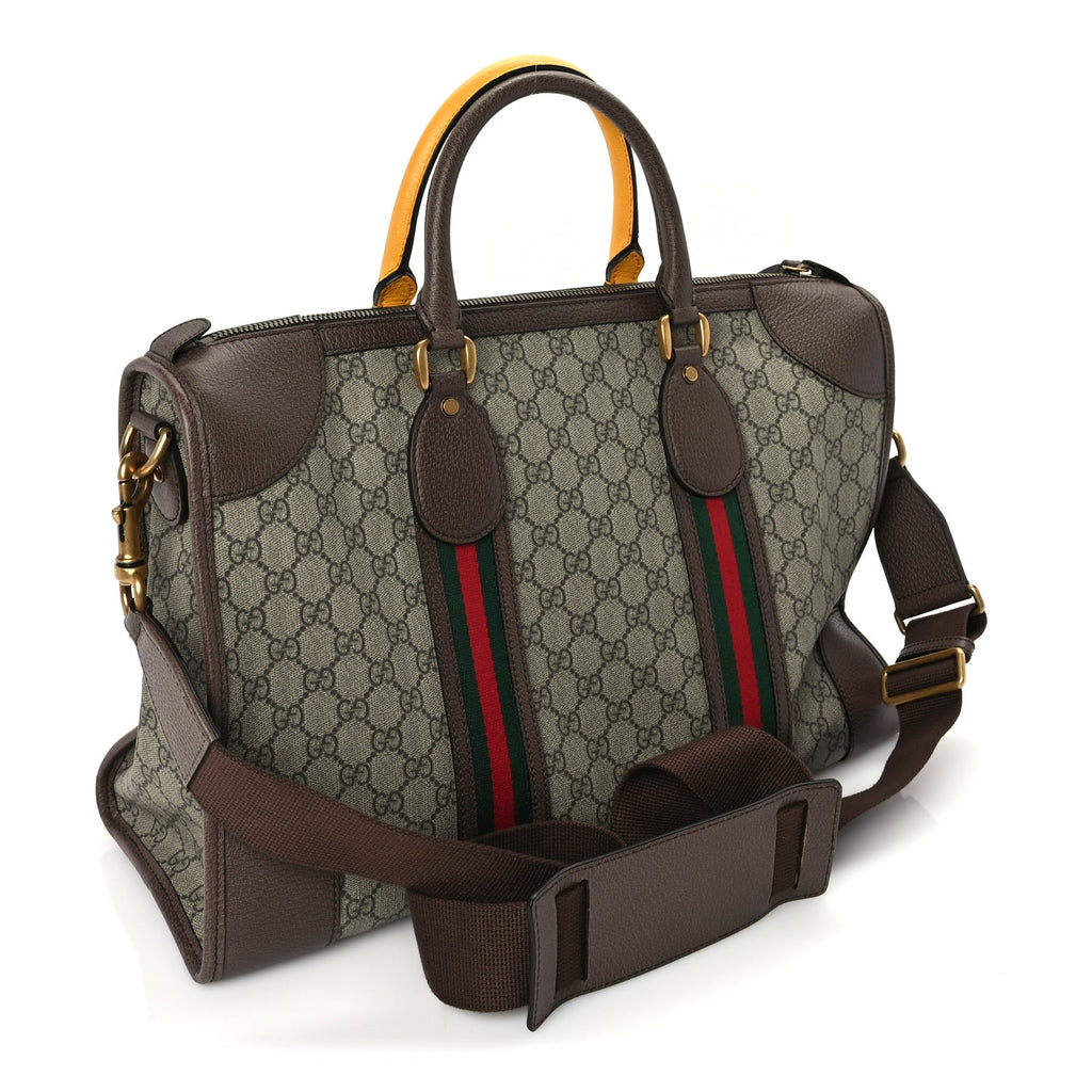 Gucci Soft GG Supreme Monogram Web Neo Vintage Duffle Bag Beige New Acero Crop