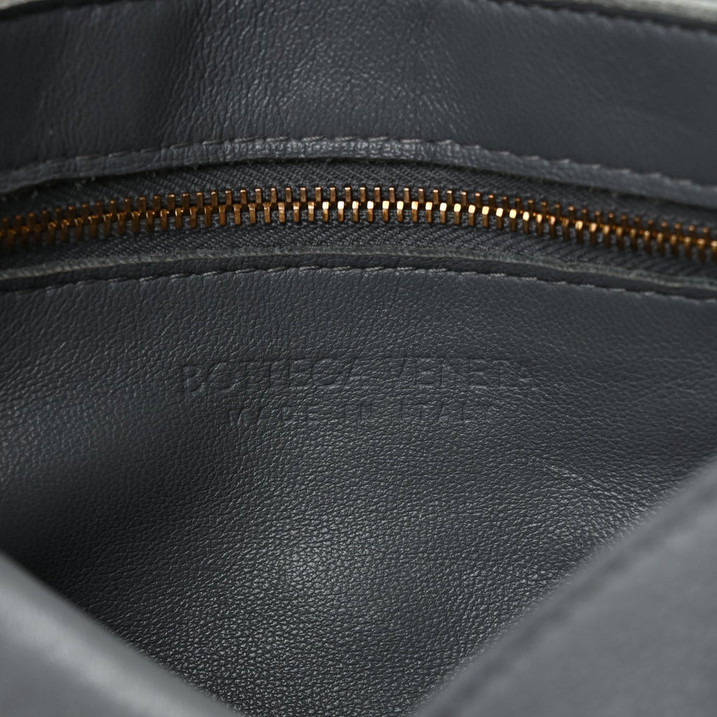 Bottega Veneta Grained Calfskin Maxi Intrecciato Cassette Crossbody Bag Thunder