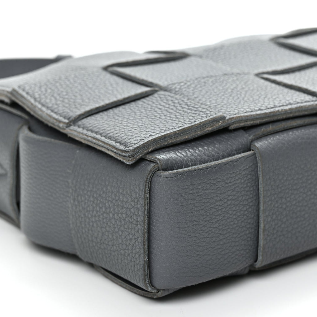 Bottega Veneta Grained Calfskin Maxi Intrecciato Cassette Crossbody Bag Thunder