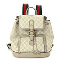 Gucci GG Supreme Monogram Azalea Calfskin Retro Interlocking G Buckle Backpack Beige Mystic White