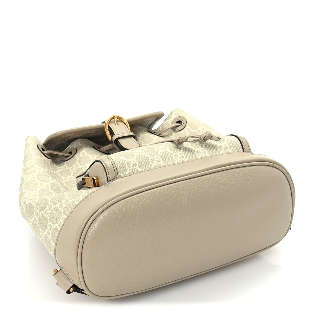 Gucci GG Supreme Monogram Azalea Calfskin Retro Interlocking G Buckle Backpack Beige Mystic White