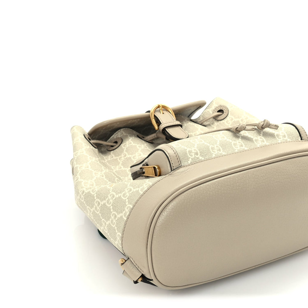 Gucci GG Supreme Monogram Azalea Calfskin Retro Interlocking G Buckle Backpack Beige Mystic White