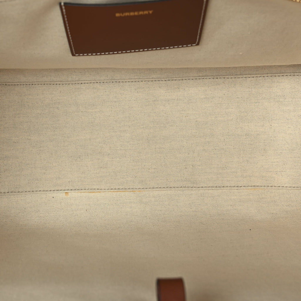 Burberry Canvas Smooth Calfskin Medium Two Tone Freya Tote Brown
