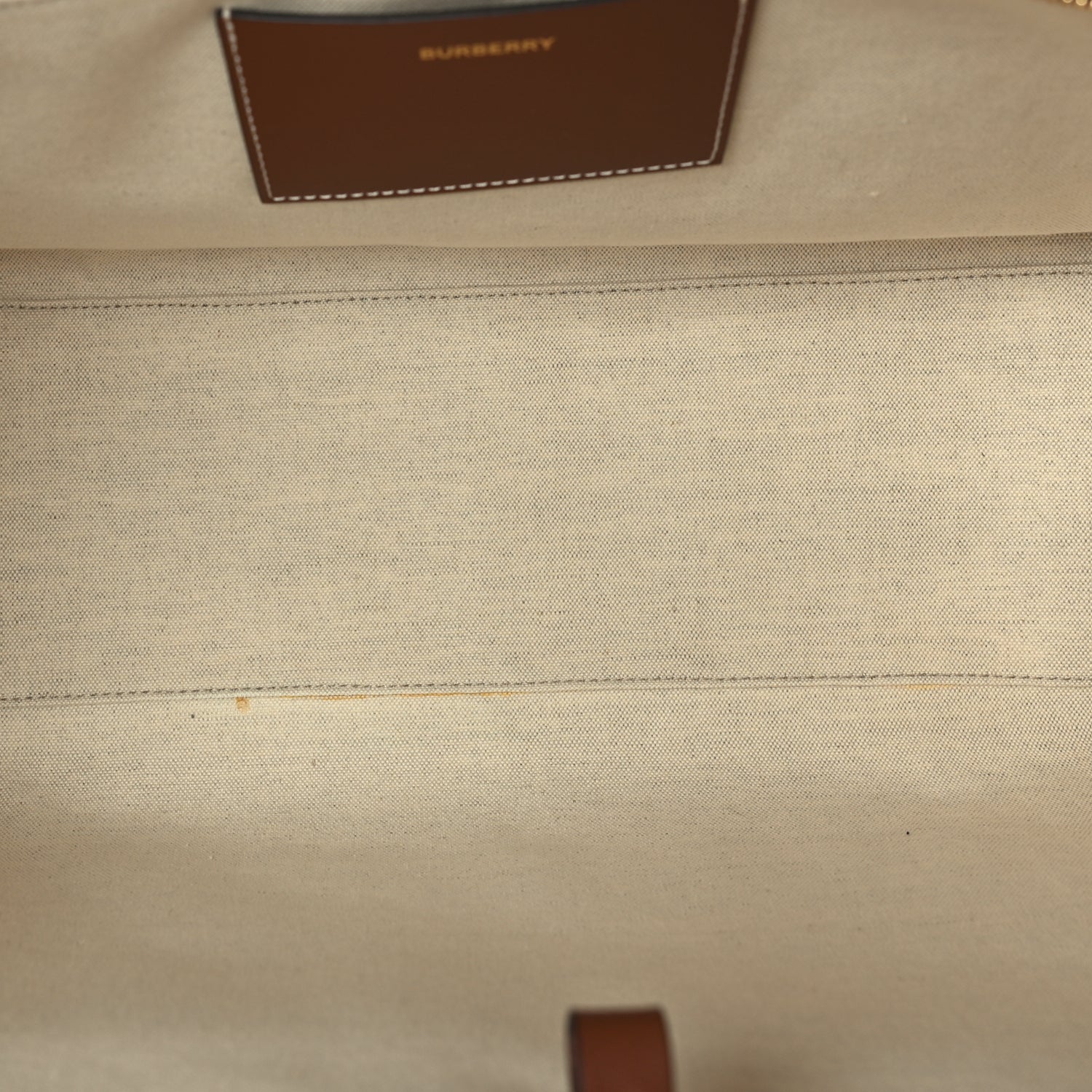 Burberry Canvas Smooth Calfskin Medium Two Tone Freya Tote Brown