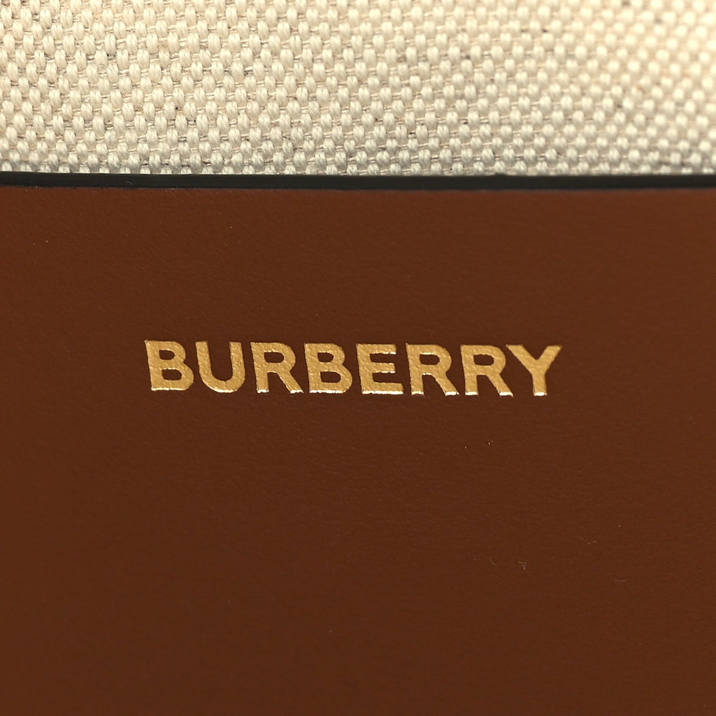Burberry Canvas Smooth Calfskin Medium Two Tone Freya Tote Brown