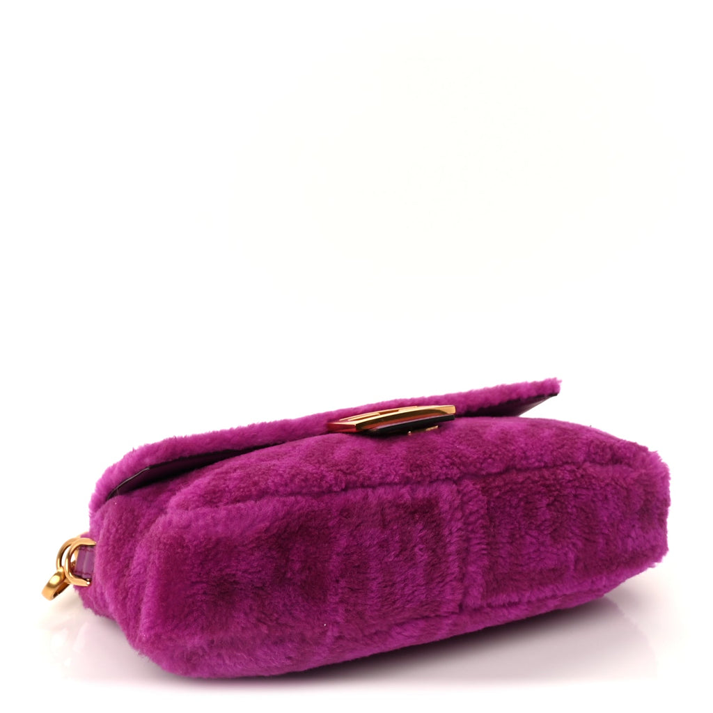 Fendi Shearling Vitello Dolce Macro FF 1974 Baguette  Bouganville
