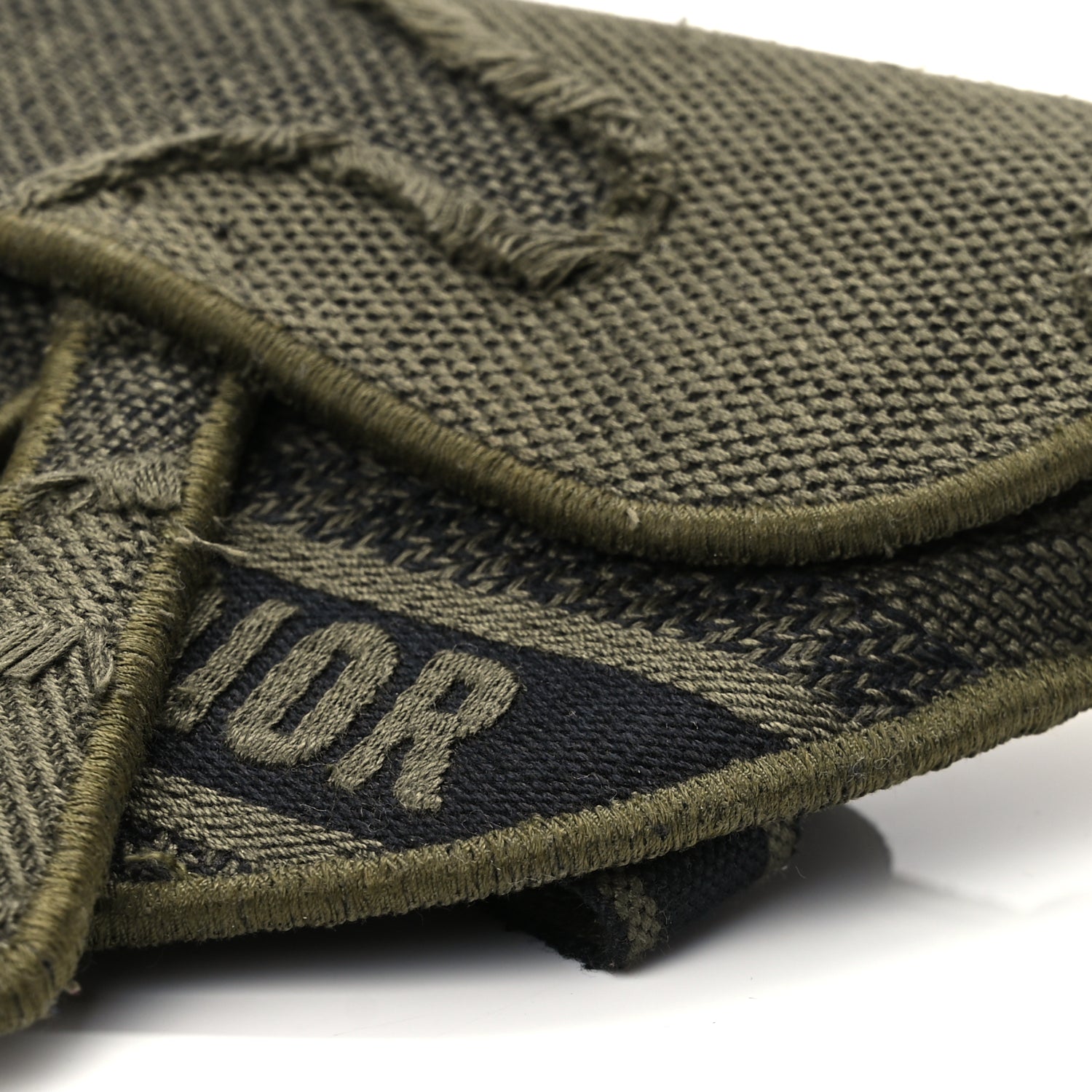 Christian Dior Canvas Embroidered Camouflage Saddle Belt Bag Green