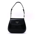 Prada Spazzolato Cleo Flap Adjustable Strap Shoulder Bag  Black