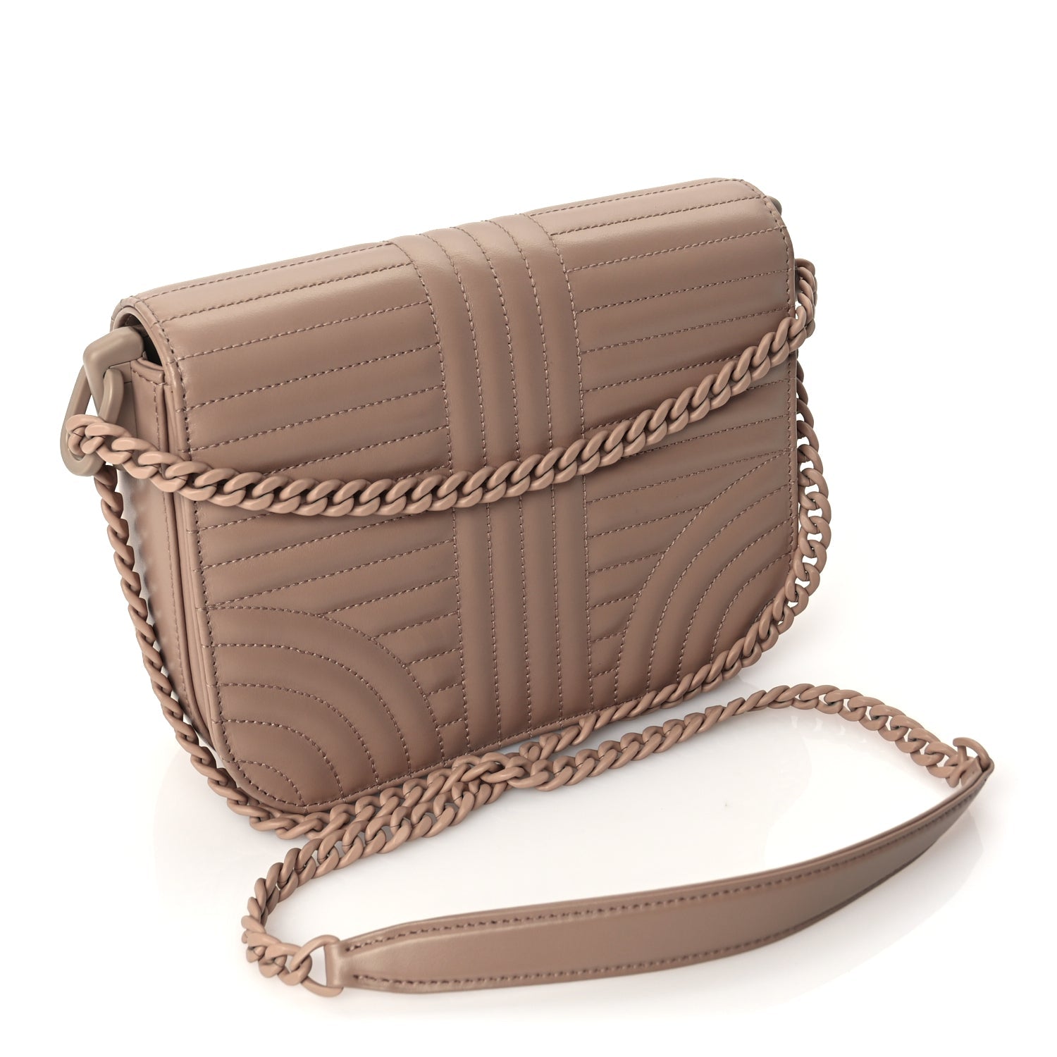 Prada Soft Calfskin Impuntu Embleme Monochrome Flap Shoulder Bag Cipria