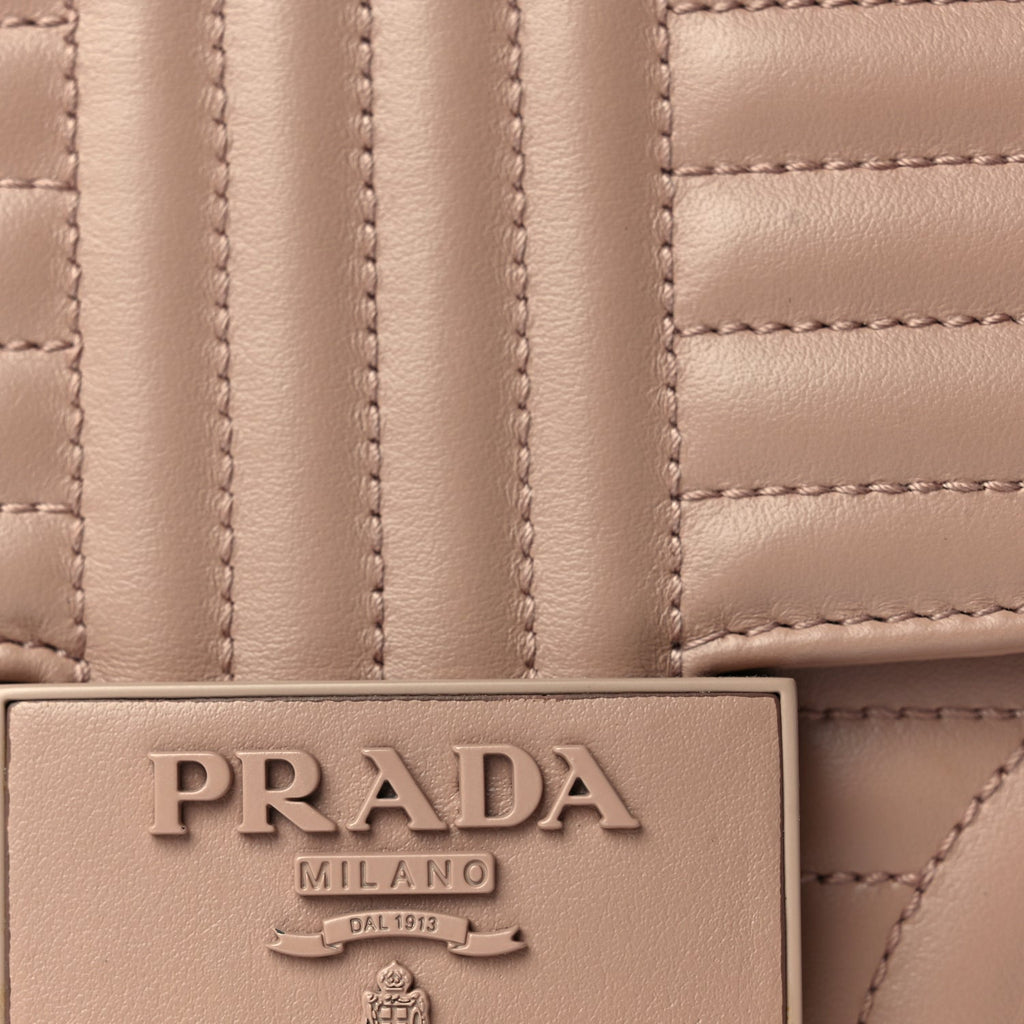 Prada Soft Calfskin Impuntu Embleme Monochrome Flap Shoulder Bag Cipria