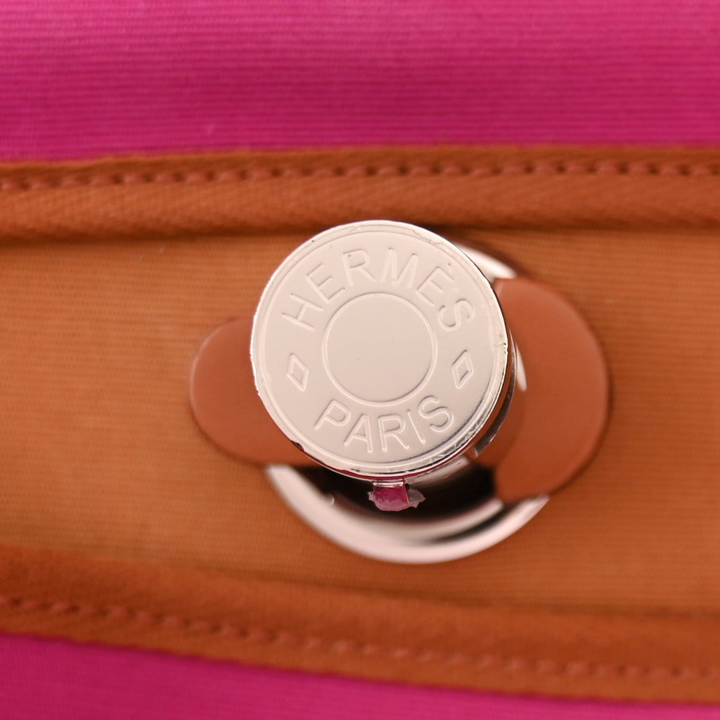 Hermes Toile Militaire Vache Hunter Herbag Zip Retourne 31 PM Rose Pourpre Fauve