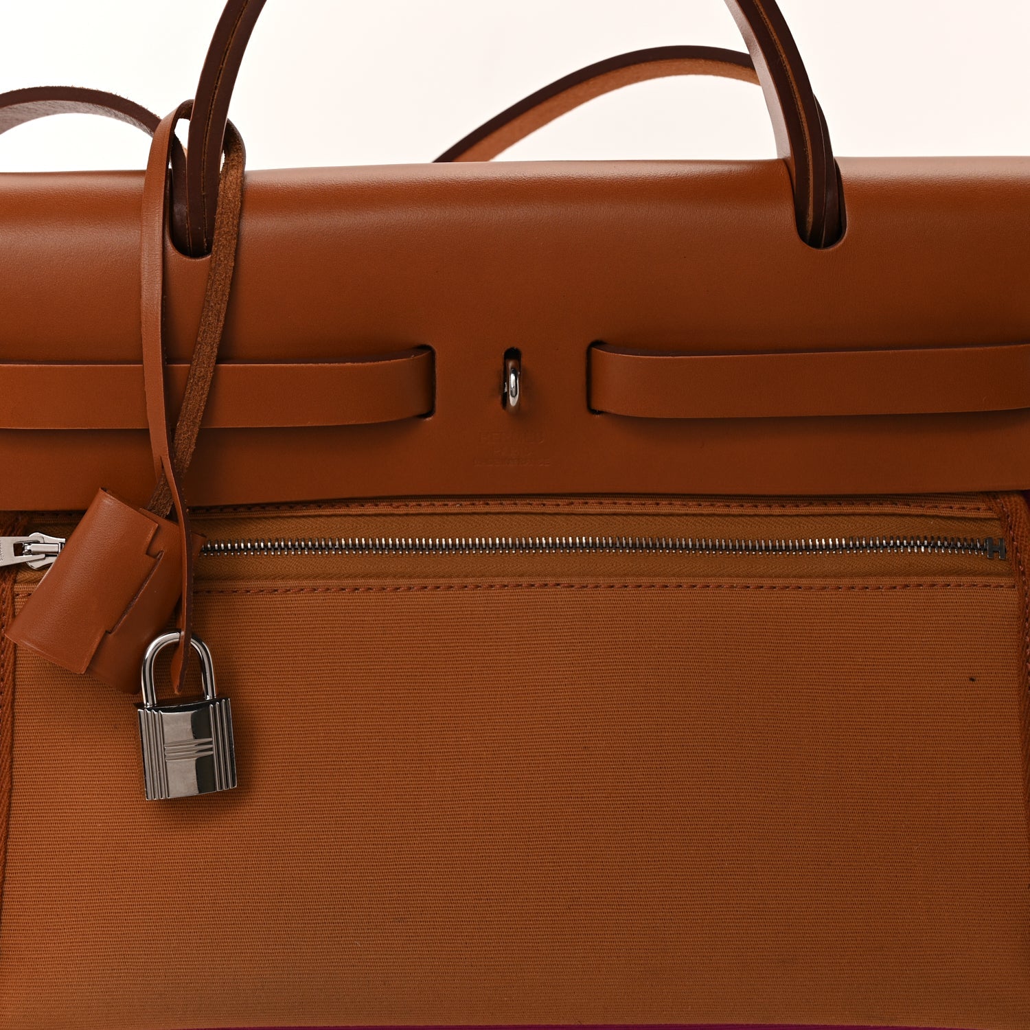 Hermes Toile Militaire Vache Hunter Herbag Zip Retourne 31 PM Rose Pourpre Fauve