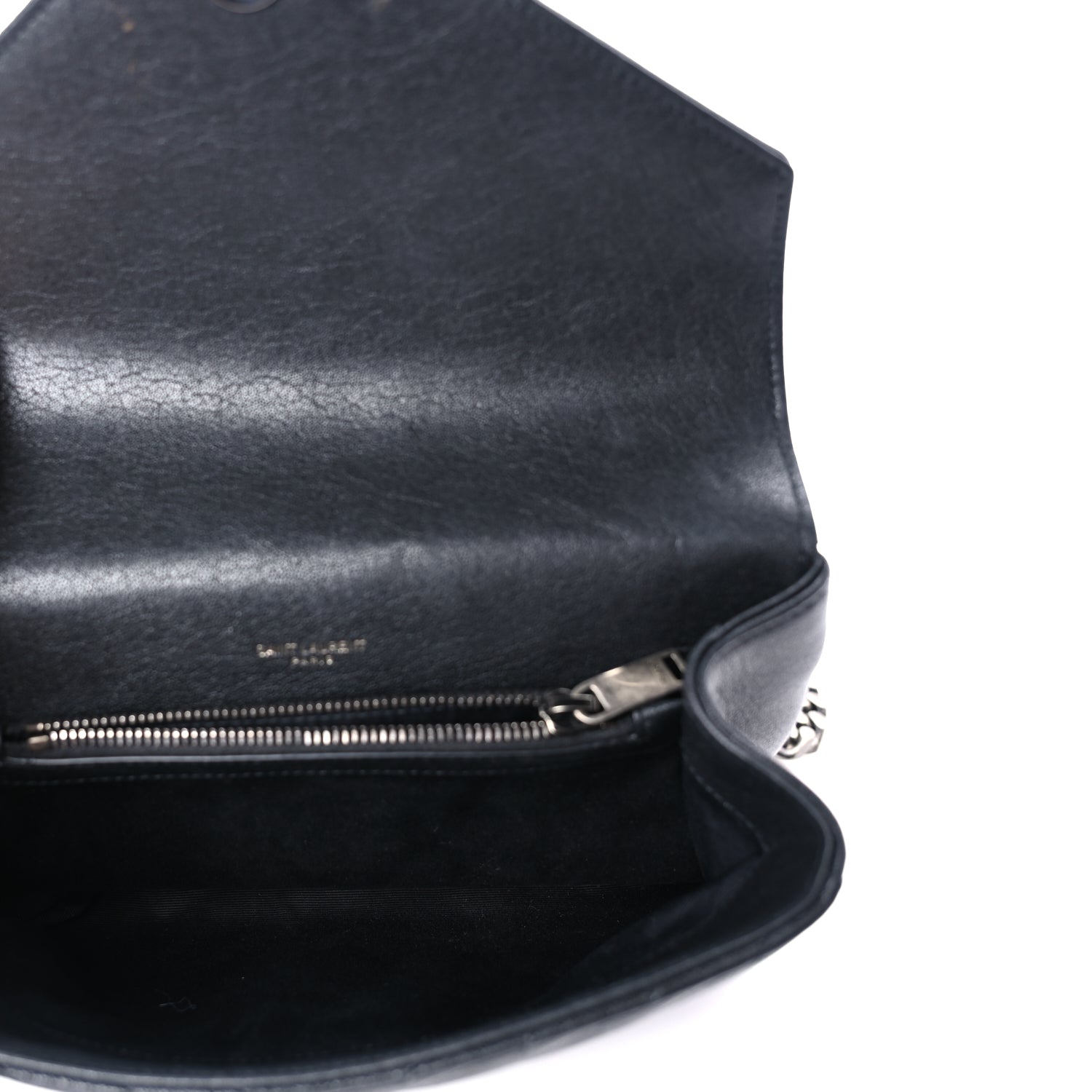 Saint Laurent Sheepskin Matelasse Chevron Monogram Medium College Bag  Black