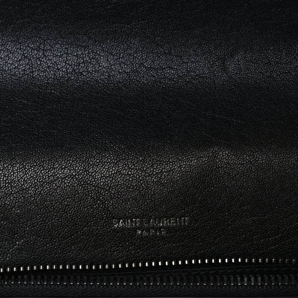 Saint Laurent Sheepskin Matelasse Chevron Monogram Medium College Bag  Black