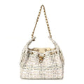 Chanel Tweed Quilted Small Chanel 25 Handbag Ecru Khaki Gold Red