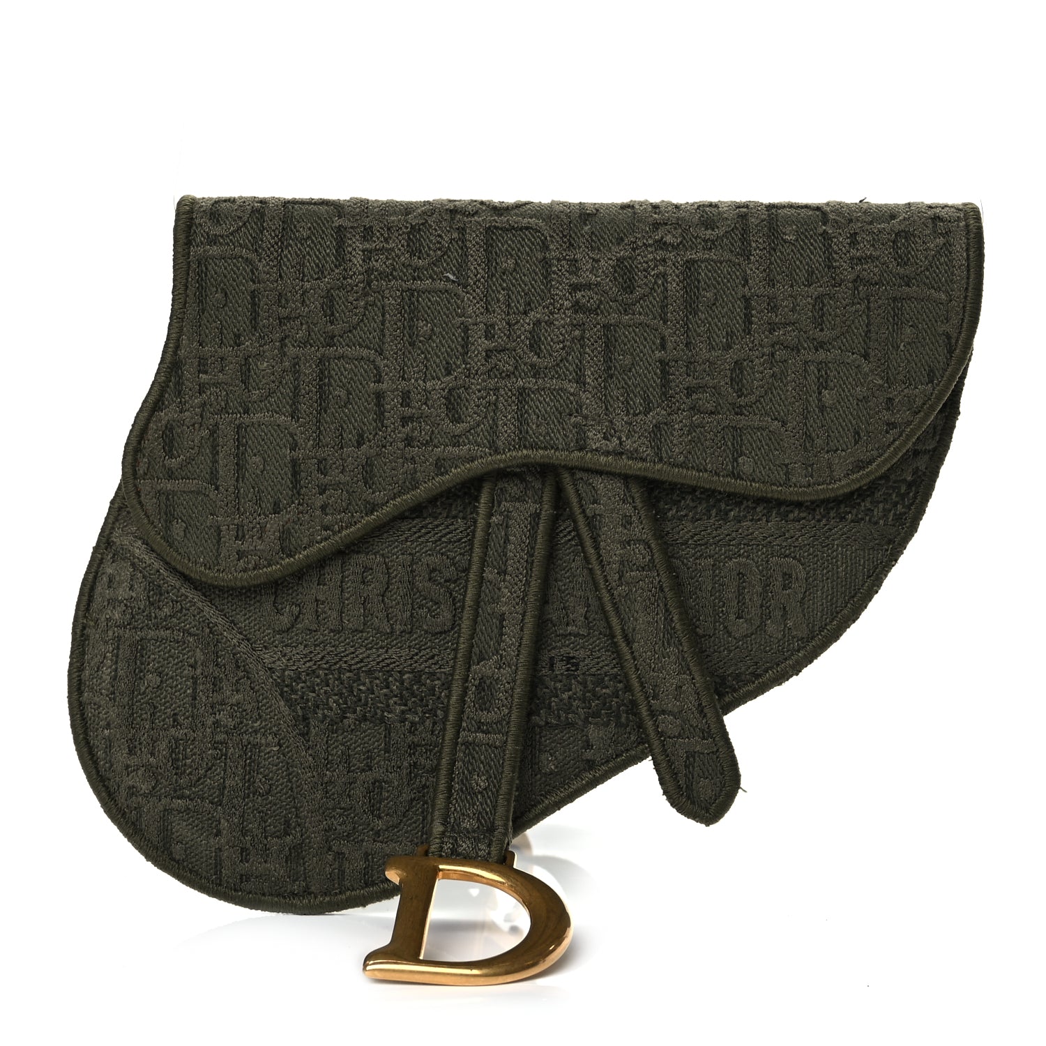 Christian Dior Oblique Embroidered Saddle Belt Pouch Green