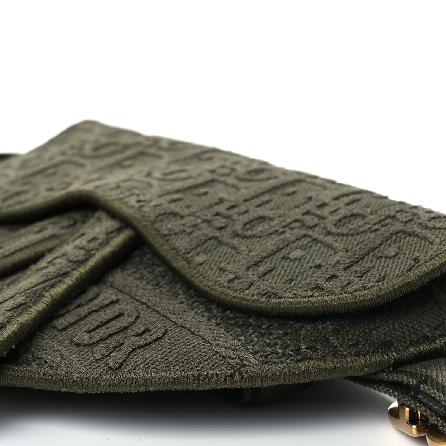 Christian Dior Oblique Embroidered Saddle Belt Pouch Green