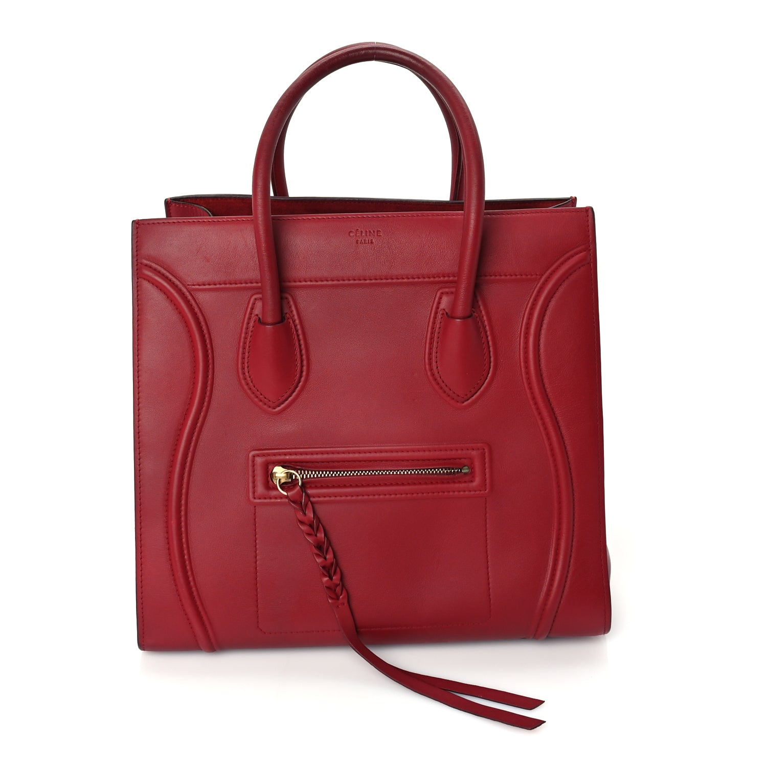 Celine Supple Calfskin Medium Phantom Luggage  Red