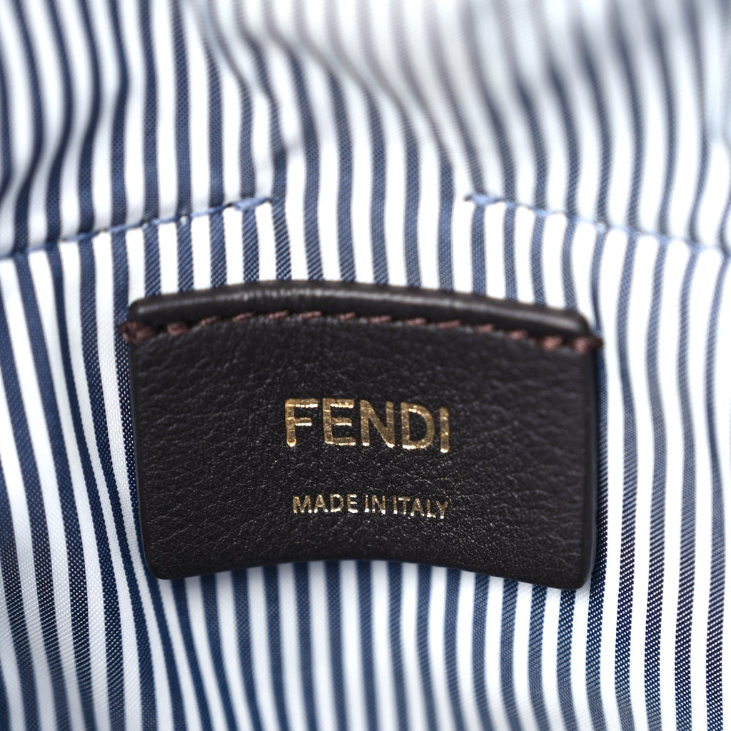 Fendi Fabric Jacquard Vitello Grace Striped Mini Step Out Rice Mirto