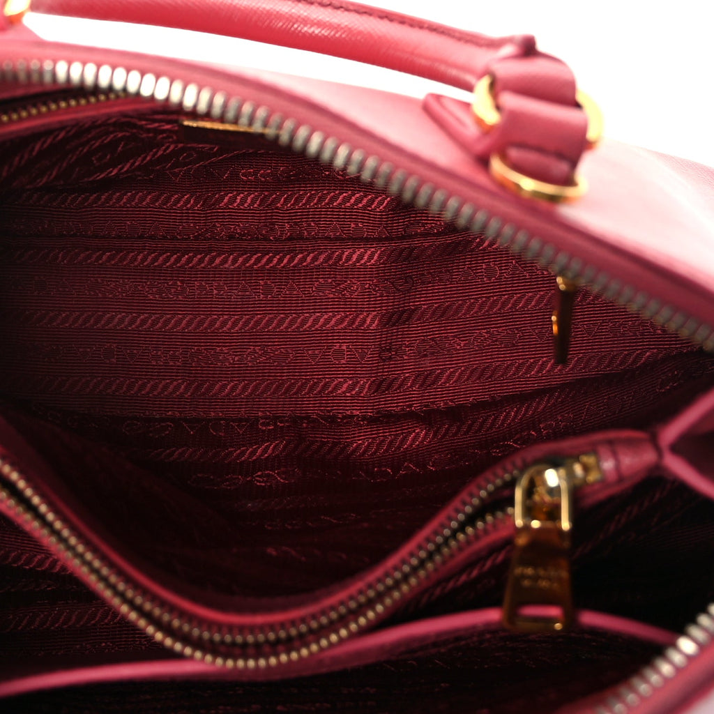 Prada Saffiano Vernice Small Promenade Tote  Peonia