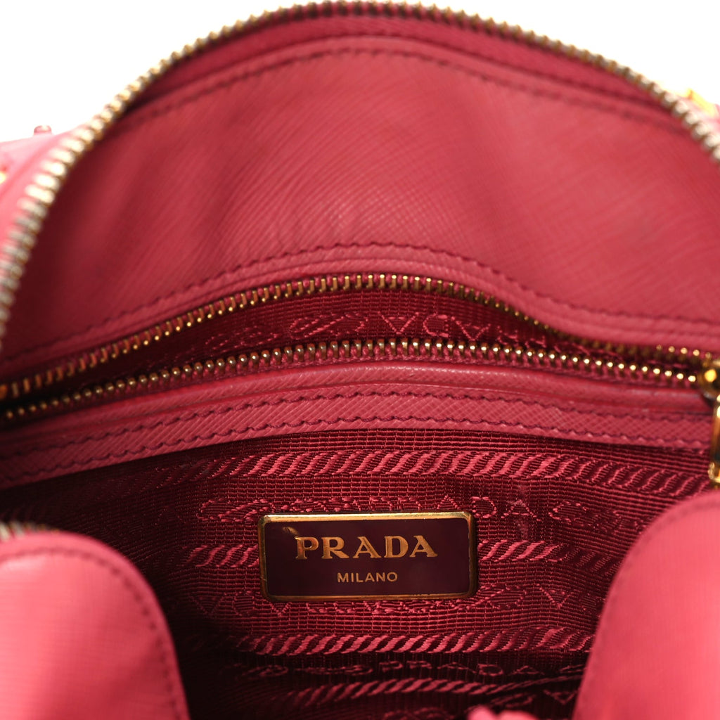Prada Saffiano Vernice Small Promenade Tote  Peonia