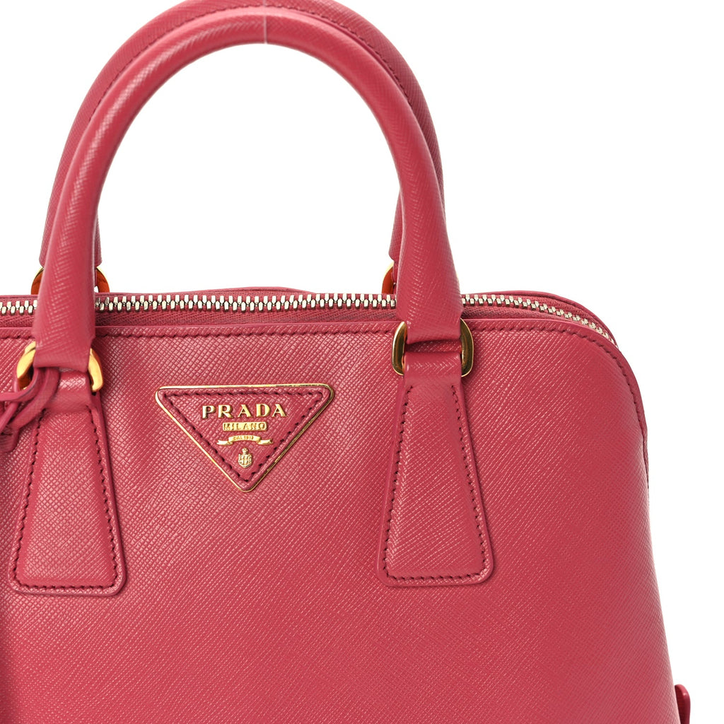 Prada Saffiano Vernice Small Promenade Tote  Peonia