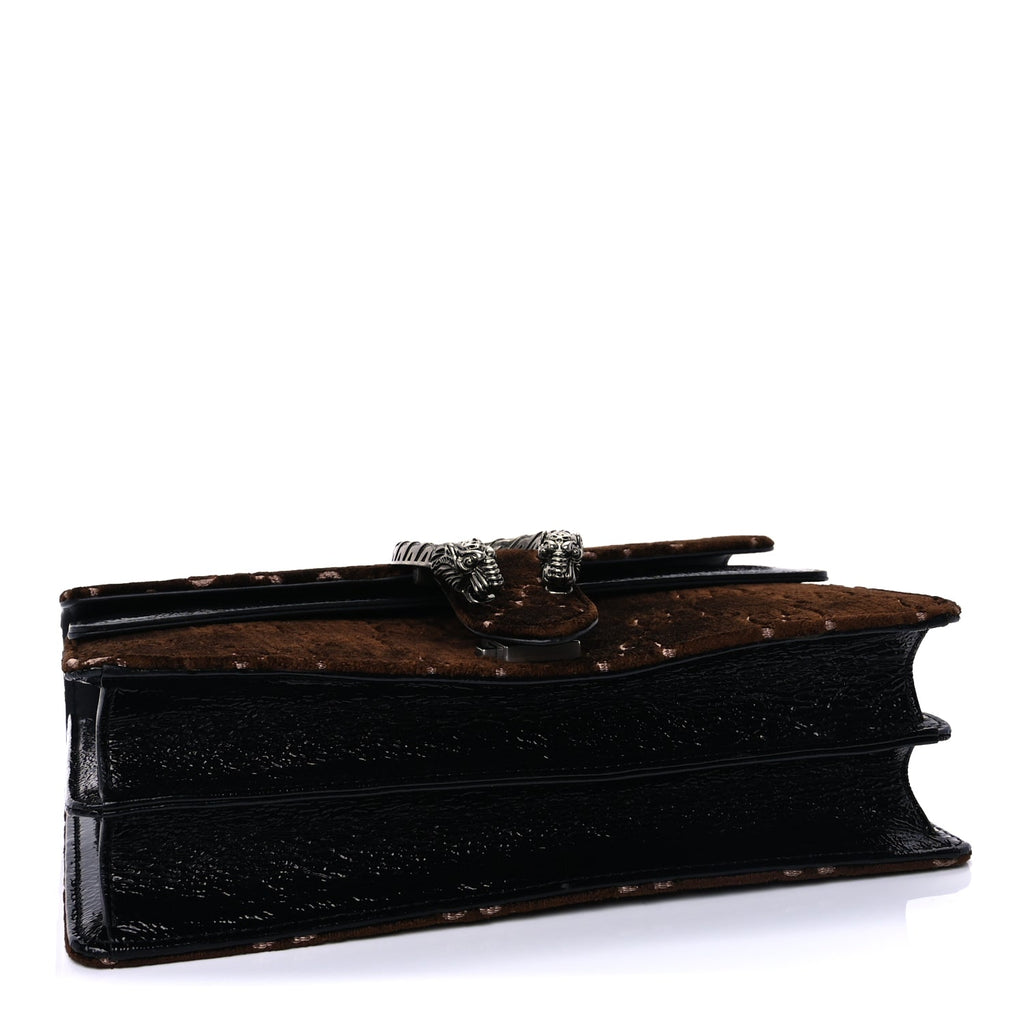 Gucci Velvet Skipper GG Monogram Small Dionysus Shoulder Bag Brown Black