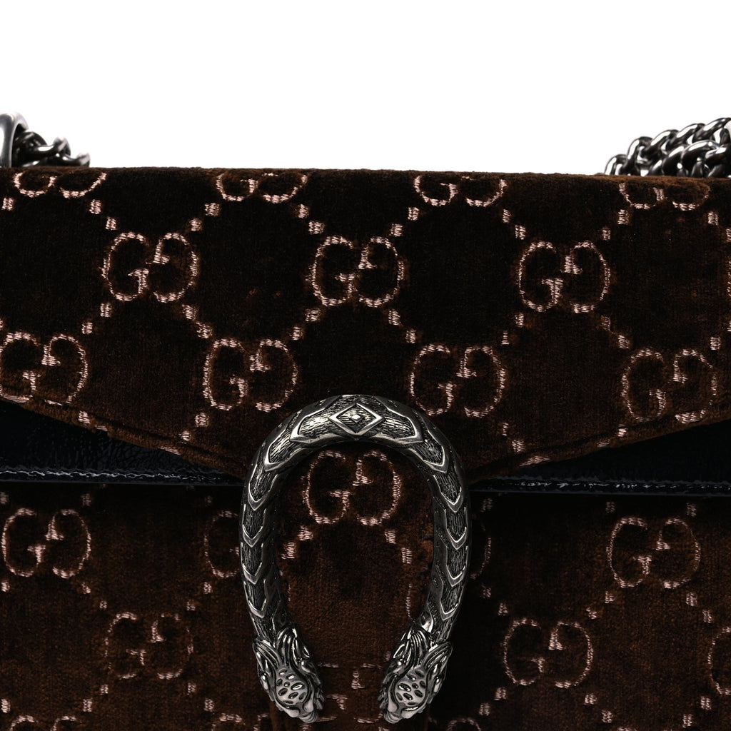 Gucci Velvet Skipper GG Monogram Small Dionysus Shoulder Bag Brown Black