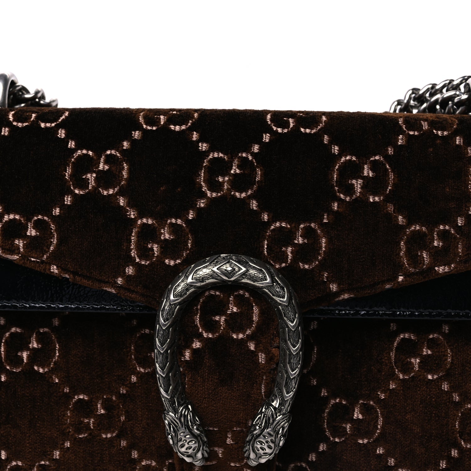 Gucci Velvet Skipper GG Monogram Small Dionysus Shoulder Bag Brown Black
