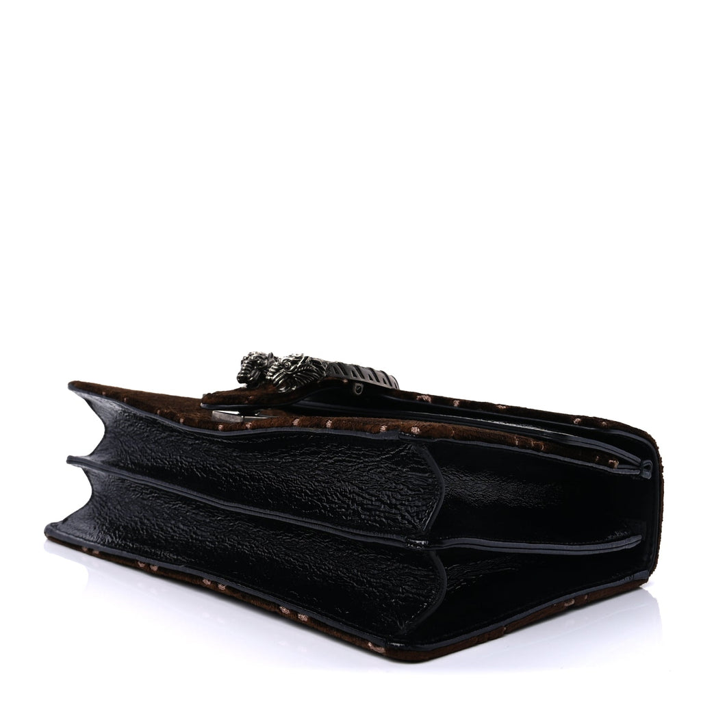 Gucci Velvet Skipper GG Monogram Small Dionysus Shoulder Bag Brown Black