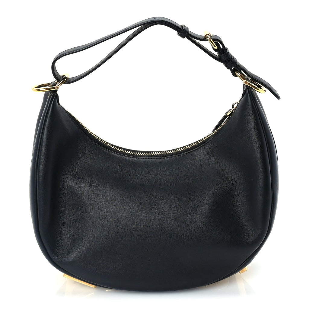 Fendi Vitello Grace Matte Small Fendigraphy Hobo Bag  Black