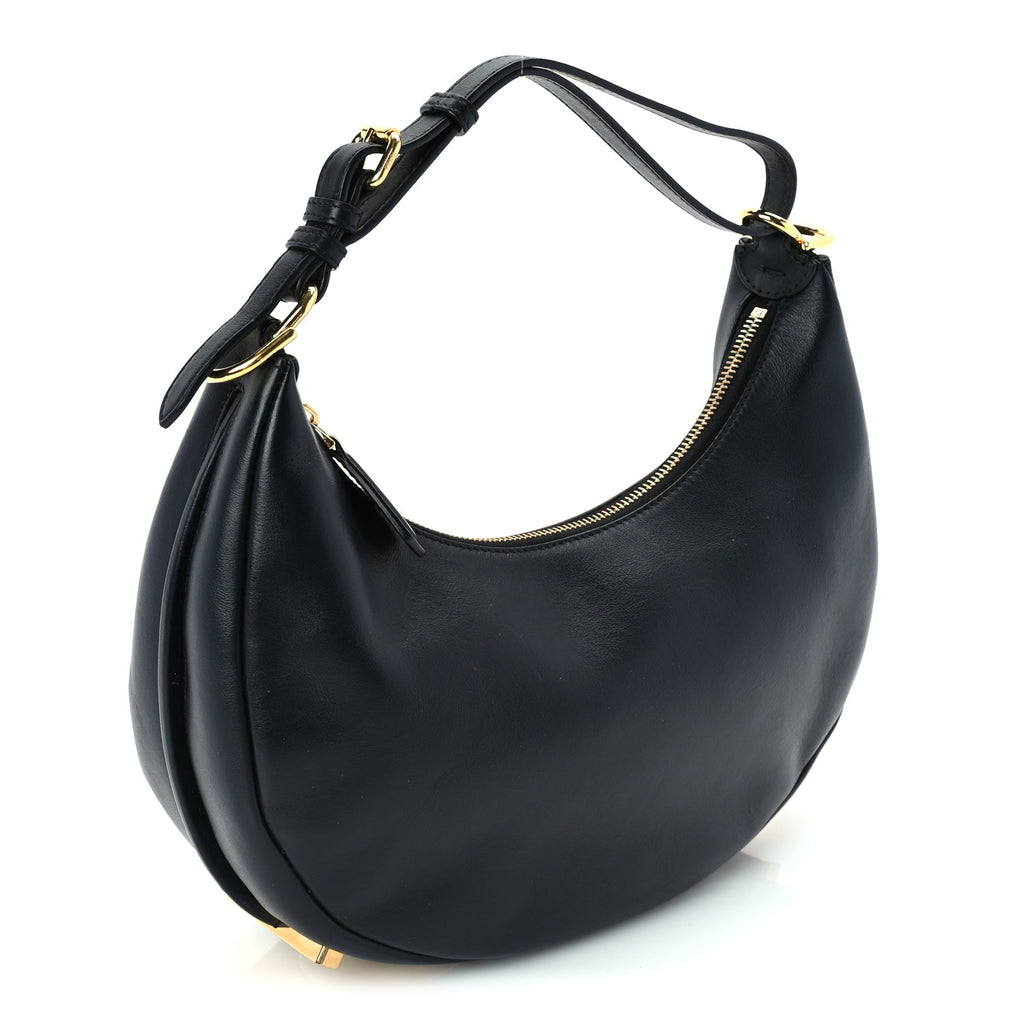 Fendi Vitello Grace Matte Small Fendigraphy Hobo Bag  Black