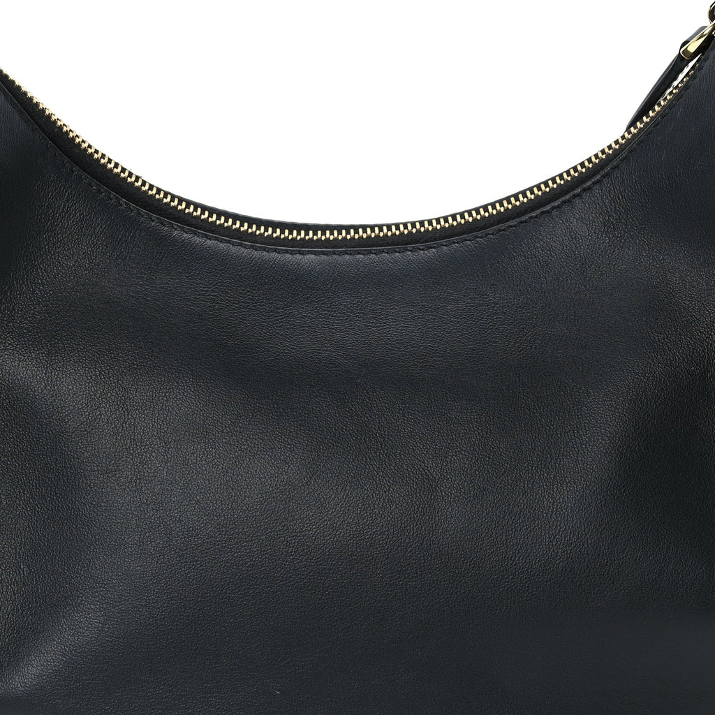 Fendi Vitello Grace Matte Small Fendigraphy Hobo Bag  Black